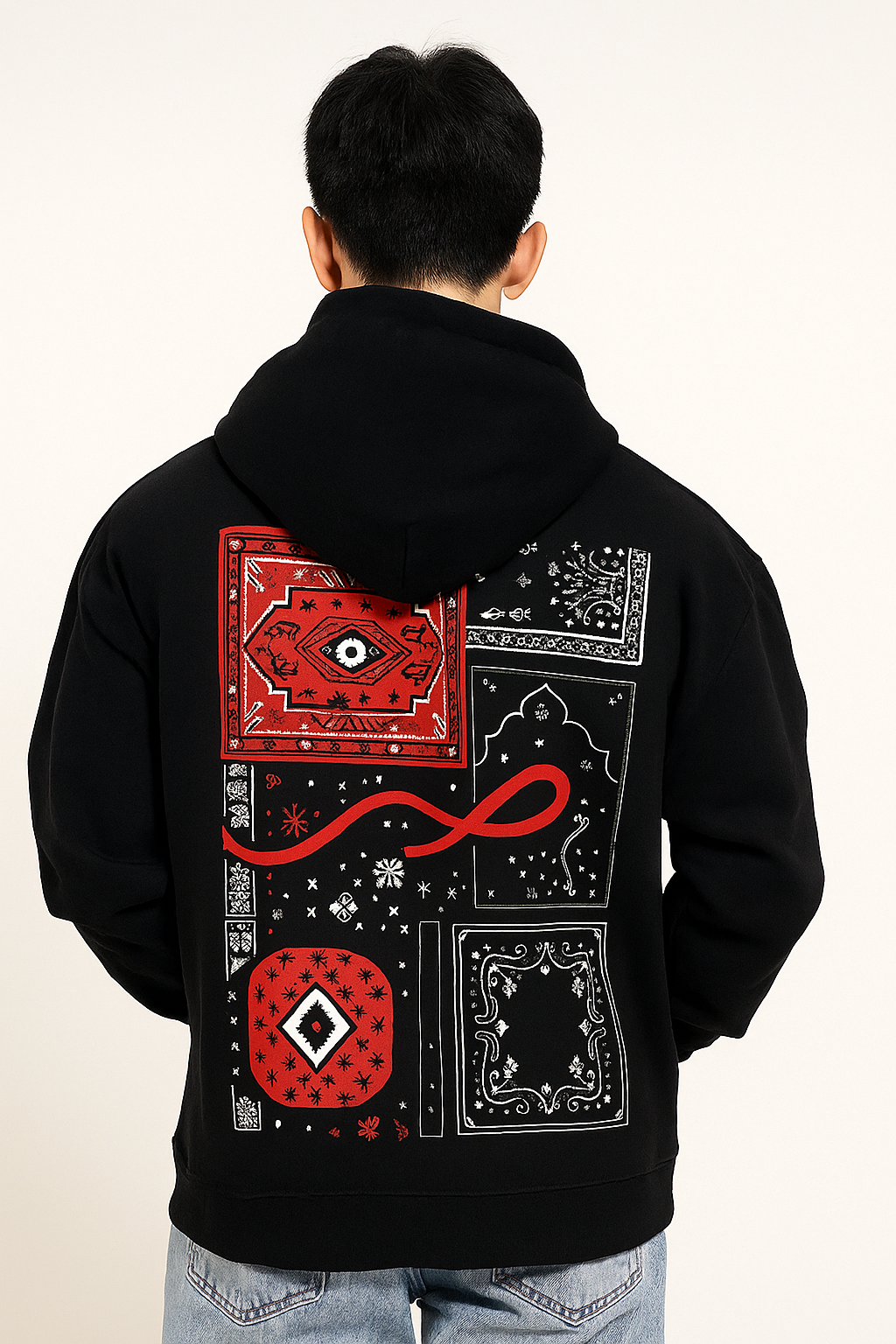 ZARPASH Signature Street Hoodie – Black & Red Patch Design
